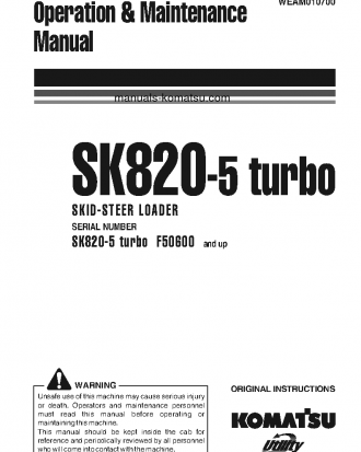 SK820-5(ITA)-TURBO S/N F50600-UP Operation manual (English)
