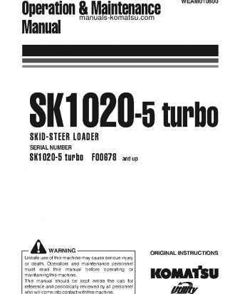 SK1020-5(ITA)-TURBO S/N F00678-UP Operation manual (English)