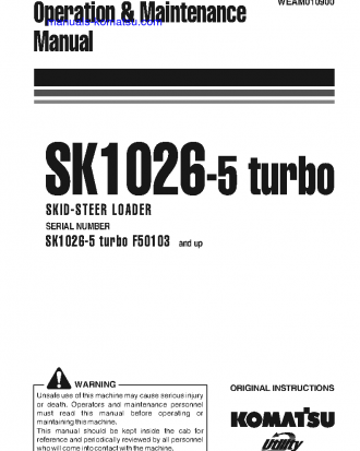 SK1026-5(ITA)-TURBO S/N F50103-UP Operation manual (English)