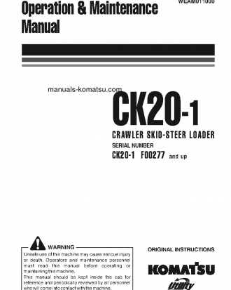 CK20-1(ITA) S/N F00277-UP Operation manual (English)