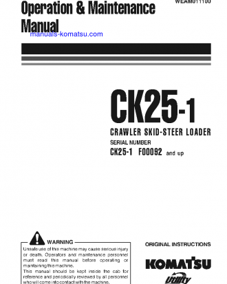 CK25-1(ITA) S/N F00092-UP Operation manual (English)