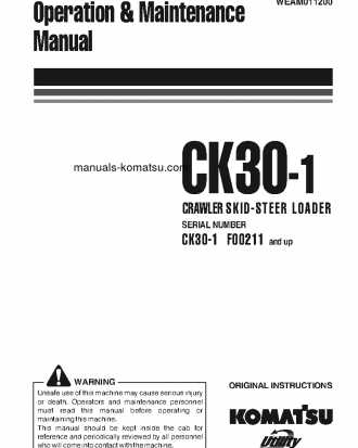 CK30-1(ITA) S/N F00211-UP Operation manual (English)