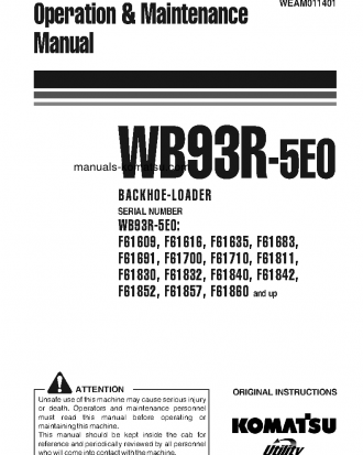 WB93R-5(ITA)-TIER 3 S/N F61842-F61842 Operation manual (English)