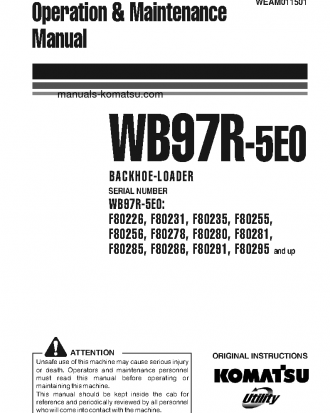 WB97R-5(ITA)-TIER 3 S/N F80295-F80314 Operation manual (English)