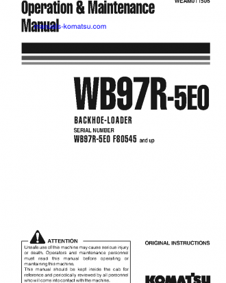 WB97R-5(ITA)-TIER 3 S/N F80545-UP Operation manual (English)