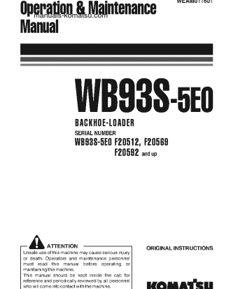 WB93S-5(ITA)-TIER 3 S/N F20512-F20512 Operation manual (English)