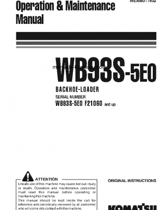WB93S-5(ITA)-TIER 3 S/N F21060-UP Operation manual (English)