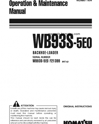 WB93S-5(ITA)-TIER 3 S/N F21399-UP Operation manual (English)