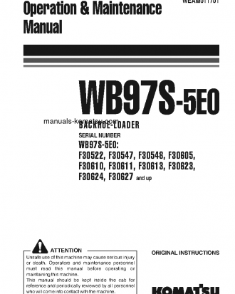 WB97S-5(ITA)-TIER 3 S/N F30522-F30522 Operation manual (English)