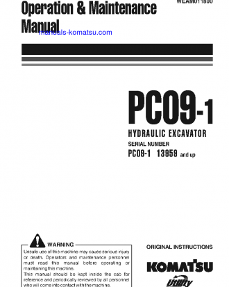 PC09-1(ITA) S/N 13959-UP Operation manual (English)