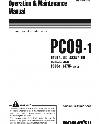 PC09-1(ITA) S/N 14754-UP Operation manual (English)