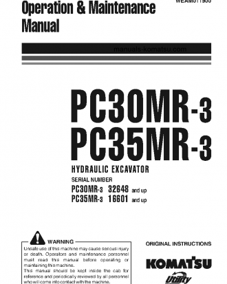 PC30MR-3(JPN)-FOR CAB S/N 32648-32752 Operation manual (English)