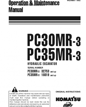 PC30MR-3(JPN)-FOR CAB S/N 32753-UP Operation manual (English)