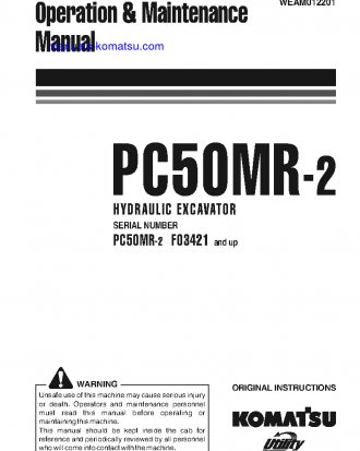 PC50MR-2(ITA) S/N F03421-UP Operation manual (English)