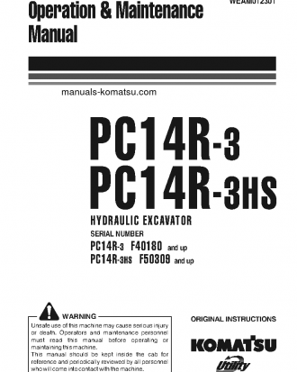 PC14R-3(ITA) S/N F40180-UP Operation manual (English)