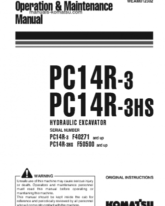 PC14R-3(ITA) S/N F40271-UP Operation manual (English)