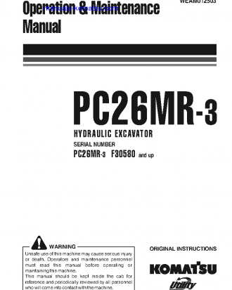 PC26MR-3(ITA) S/N F30580-UP Operation manual (English)