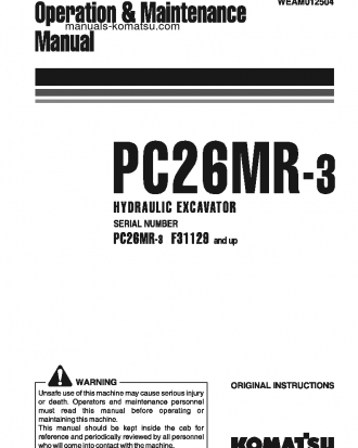 PC26MR-3(ITA) S/N F31129-UP Operation manual (English)