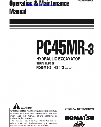 PC45MR-3(ITA) S/N F30003-UP Operation manual (English)