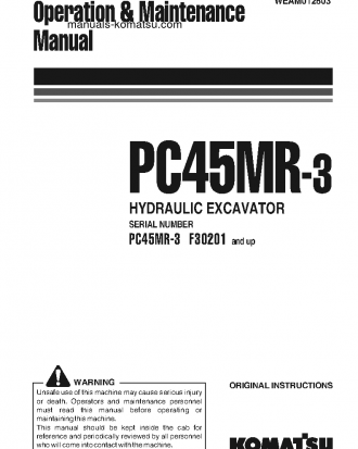 PC45MR-3(ITA) S/N F30201-UP Operation manual (English)