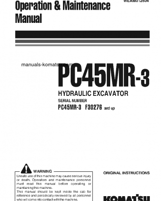 PC45MR-3(ITA) S/N F30276-UP Operation manual (English)
