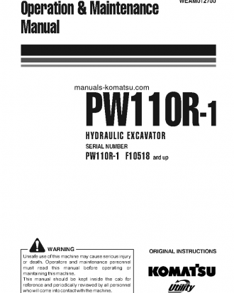 PW110R-1(ITA) S/N F10518-UP Operation manual (English)