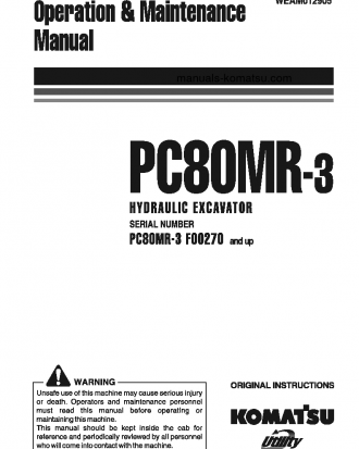 PC80MR-3(ITA) S/N F00270-UP Operation manual (Norwegian)