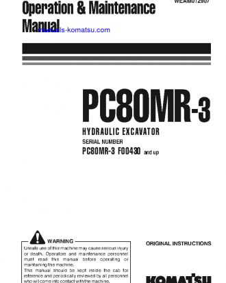PC80MR-3(ITA) S/N F00430-UP Operation manual (English)