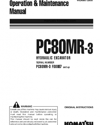 PC80MR-3(ITA) S/N F00887-UP Operation manual (English)