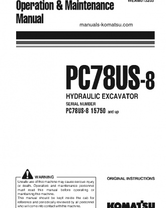 PC78US-8(JPN)-FOR EU S/N 15750-UP Operation manual (English)