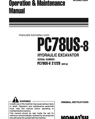 PC78US-8(JPN)-FOR EU S/N 21229-UP Operation manual (English)