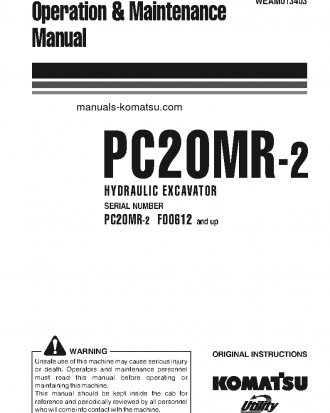 PC20MR-2(ITA) S/N F00612-UP Operation manual (English)