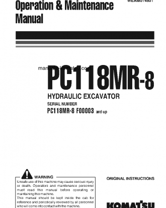 PC118MR-8(ITA) S/N F00003-UP Operation manual (English)