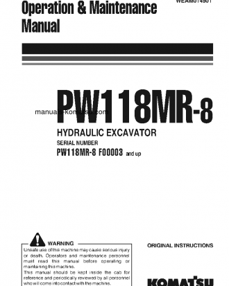 PW118MR-8(ITA) S/N F00003-UP Operation manual (English)