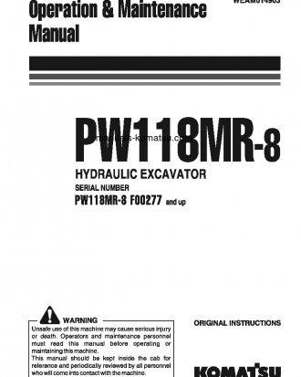 PW118MR-8(ITA) S/N F00277-UP Operation manual (English)