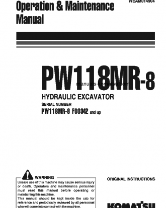 PW118MR-8(ITA) S/N F00342-UP Operation manual (English)
