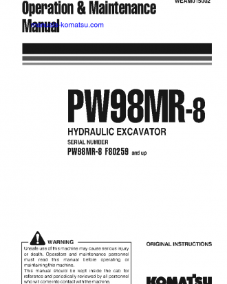 PW98MR-8(ITA) S/N F80259-UP Operation manual (English)