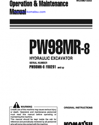 PW98MR-8(ITA) S/N F80281-UP Operation manual (English)