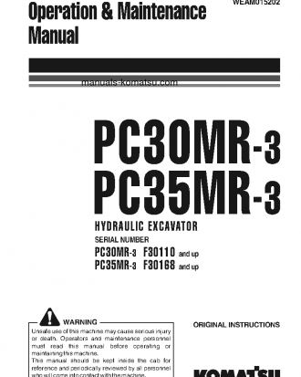 PC30MR-3(ITA) S/N F30110-UP Operation manual (English)