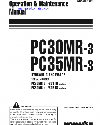 PC35MR-3(ITA) S/N F30698-UP Operation manual (English)