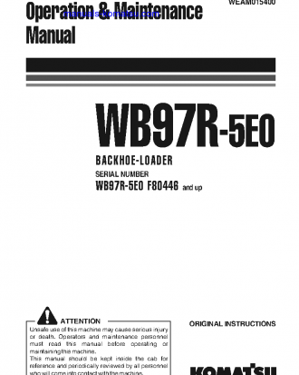 WB97R-5(ITA)-TIER 3 S/N F80446-UP Operation manual (English)