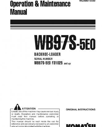 WB97S-5(ITA)-TIER 3 S/N F30926-UP Operation manual (English)