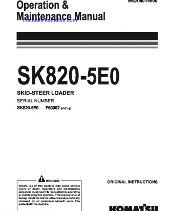 SK820-5(ITA) S/N F60002-UP Operation manual (English)