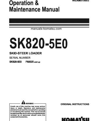 SK820-5(ITA)-E0 S/N F60025-UP Operation manual (English)