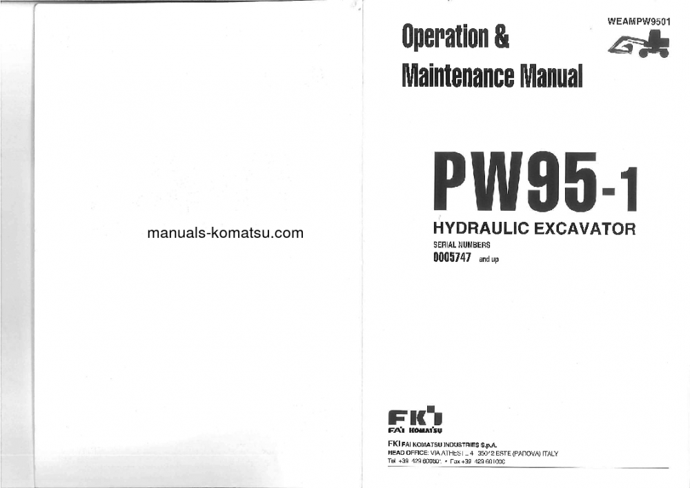 Protected: PW95-1(ITA) S/N 5747-UP Operation manual (English)