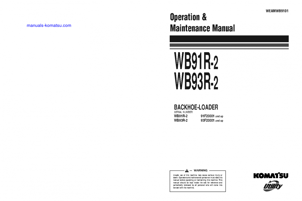 WB93R-2(ITA) S/N 93F20001-39F23452 Operation manual (English)