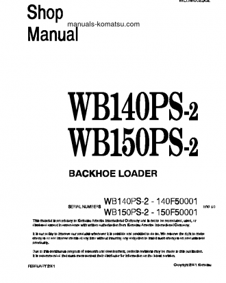 WB150PS-2(ITA) S/N 150F50001-150F50019 Shop (repair) manual (English)