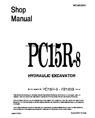 PC15R-8(ITA) S/N F21803-UP Shop (repair) manual (English)