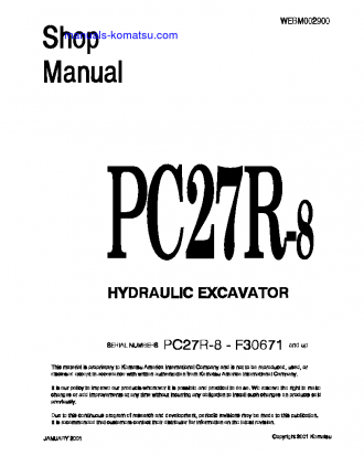 PC27R-8(JPN) S/N F30671-F31102 Shop (repair) manual (English)