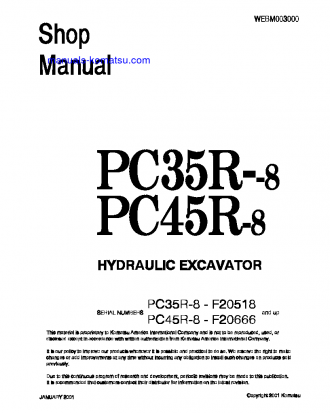 PC35R-8(JPN) S/N F20518-F20931 Shop (repair) manual (English)